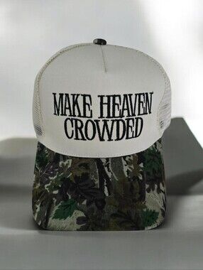 Make Heaven Crowded Embroidered Camo Snapback Trucker Cap, NEW